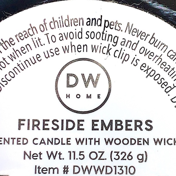DW HOME CANDLE FIRESIDE EMBERS WOODEN WICK SCENTED NEW - Picture 4 of 4